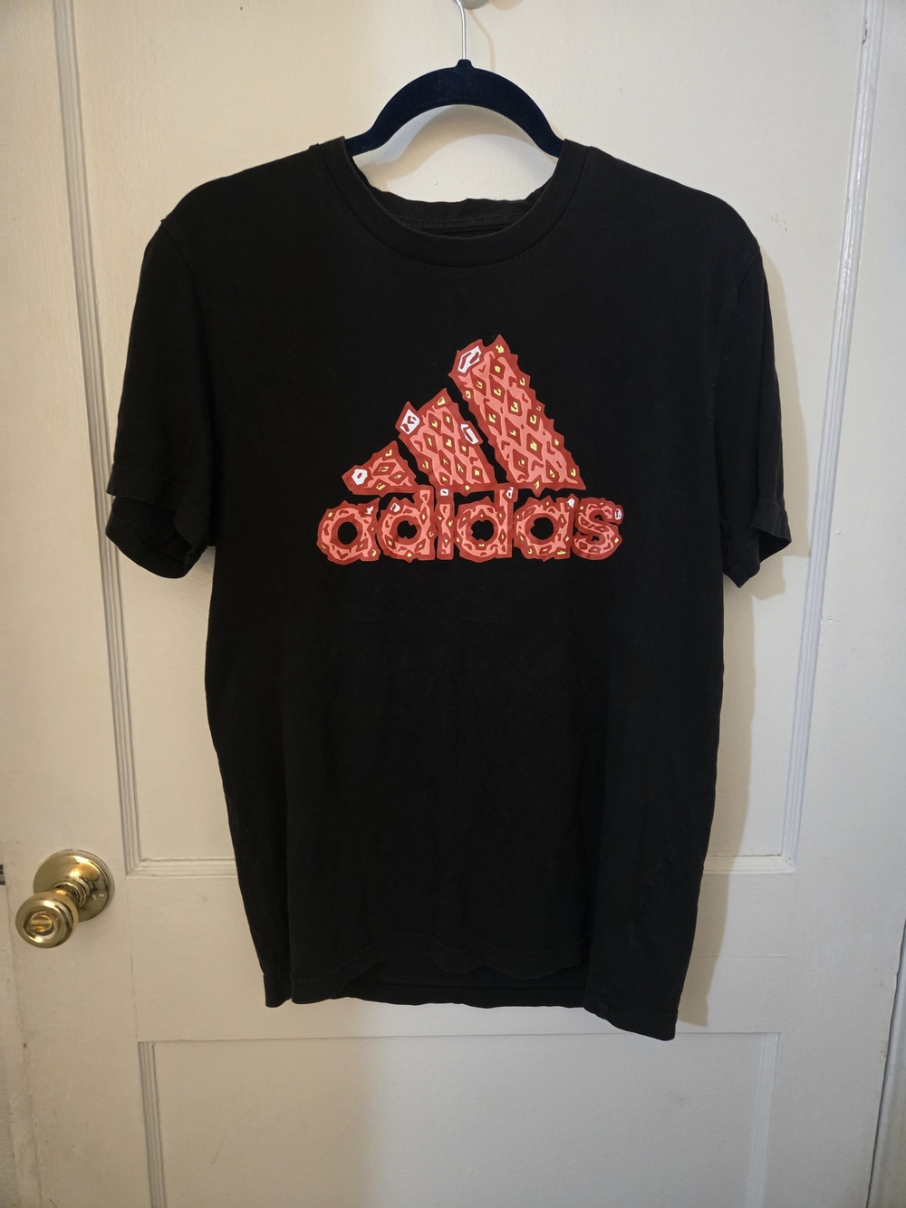 adidas Black Short Sleeve Tee with Red Graphic Logo